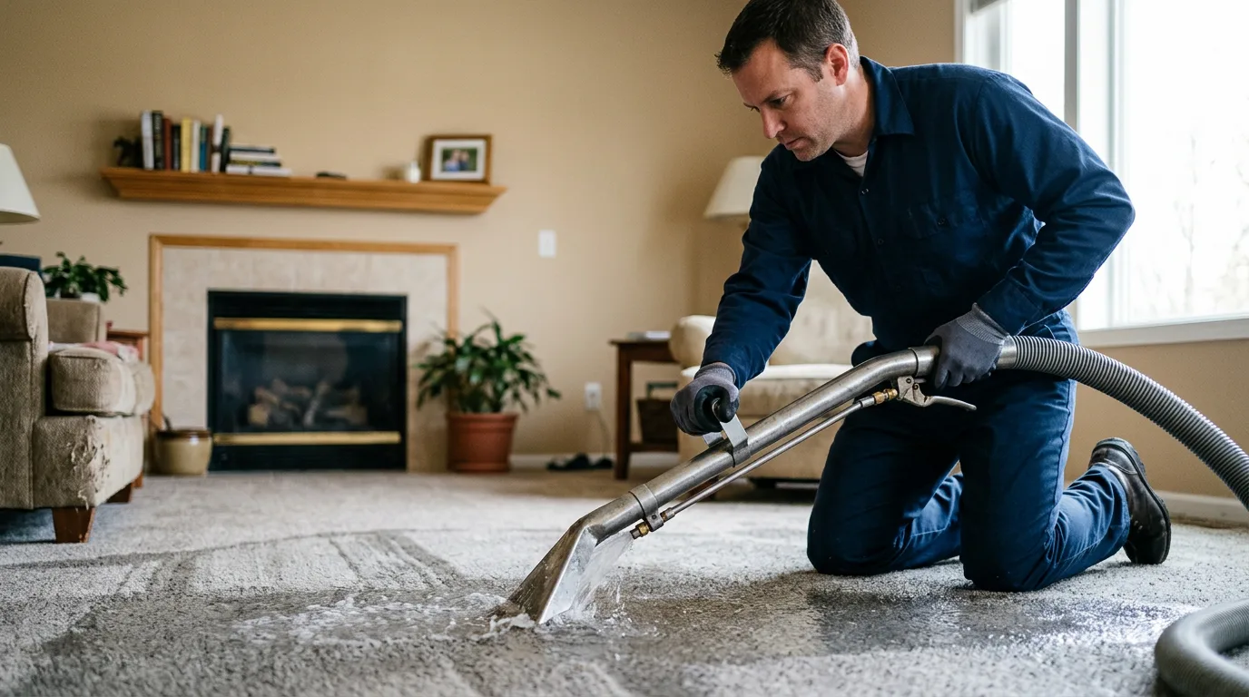 Water damage restoration technician working near Sutersville, PA